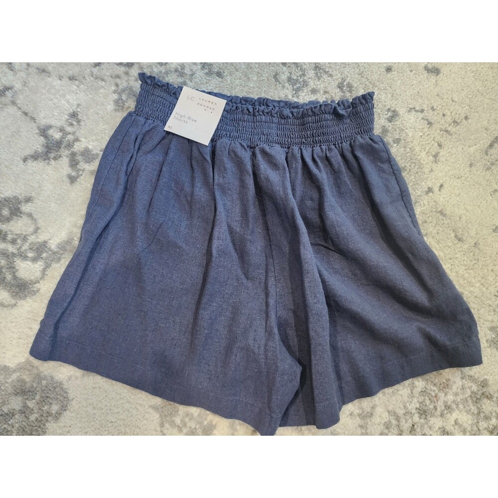 NEW Lauren Conrad Women’s High Rise Shorts Size XS NAVY BLUE Lined Scalloped - Picture 4 of 7